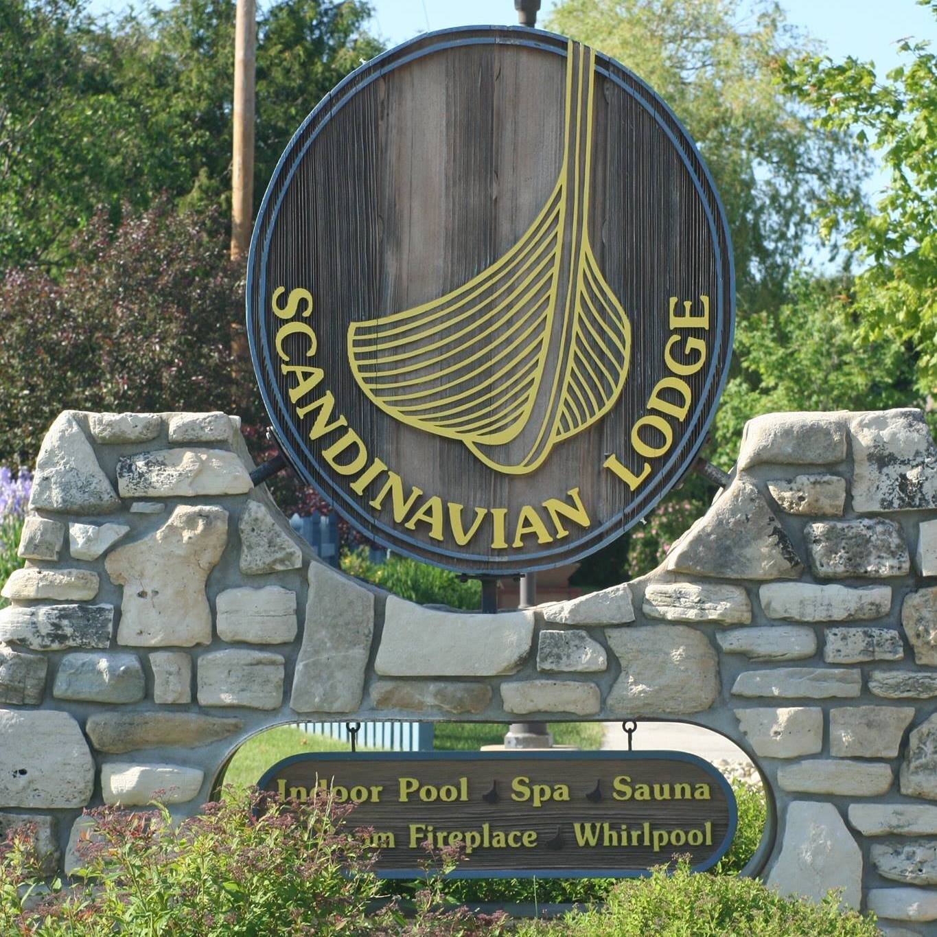 Scandinavian Lodge sign in Sister Bay