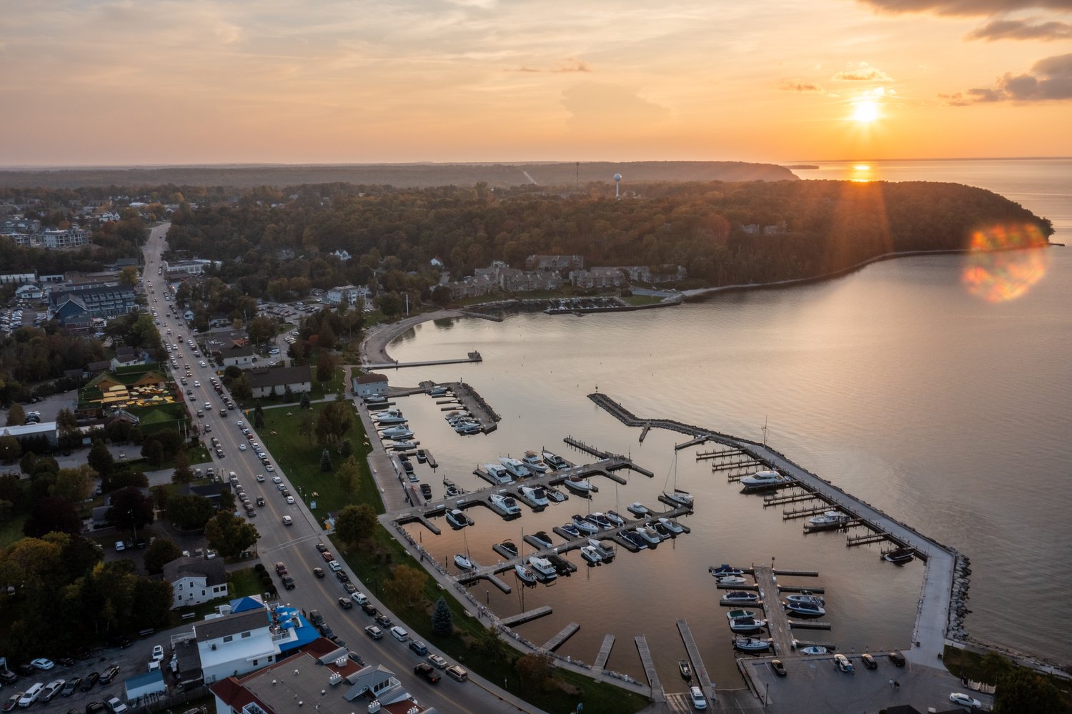 Sister Bay Marina during sunset