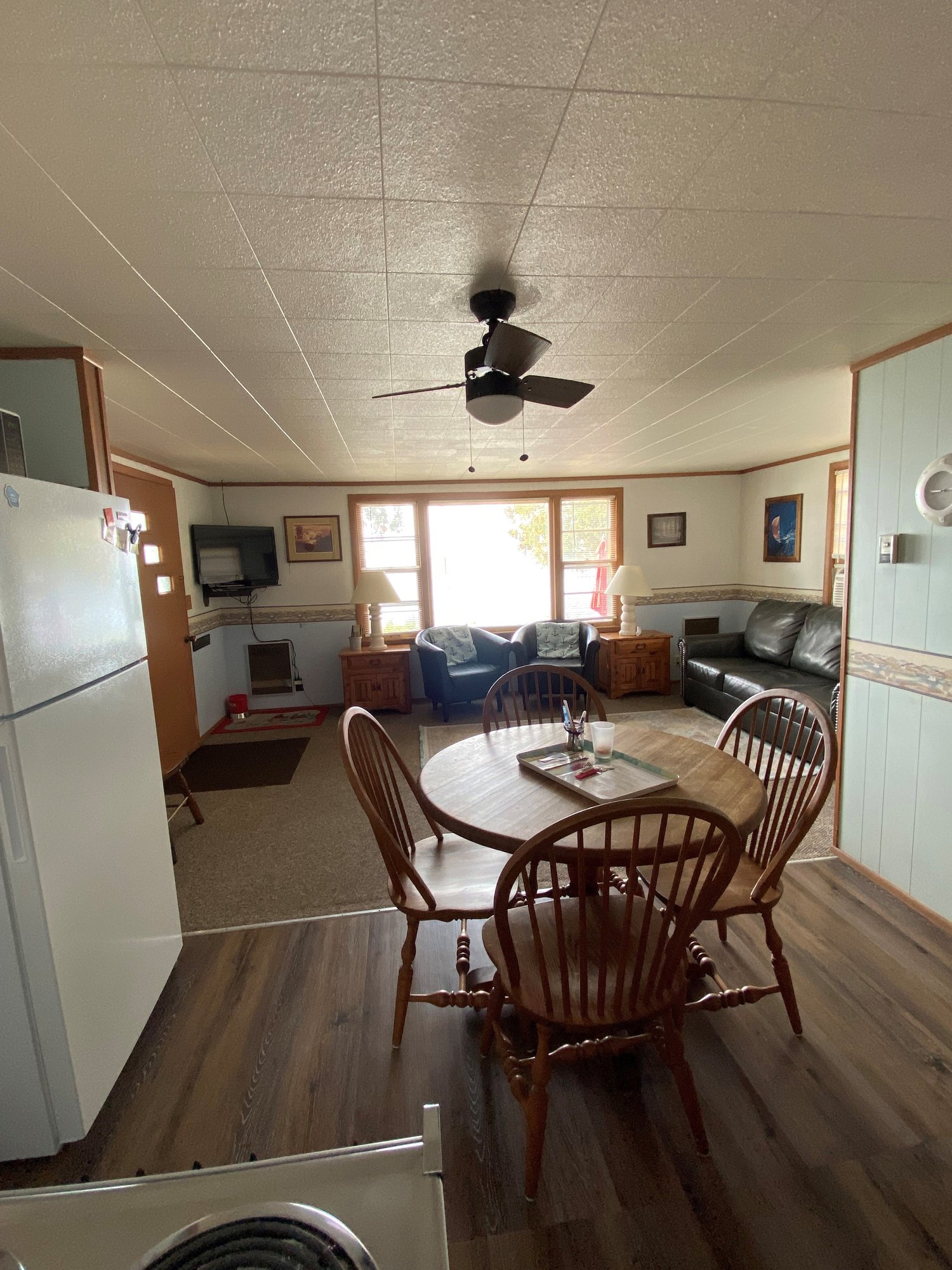 dining and living room at Island View Cottage