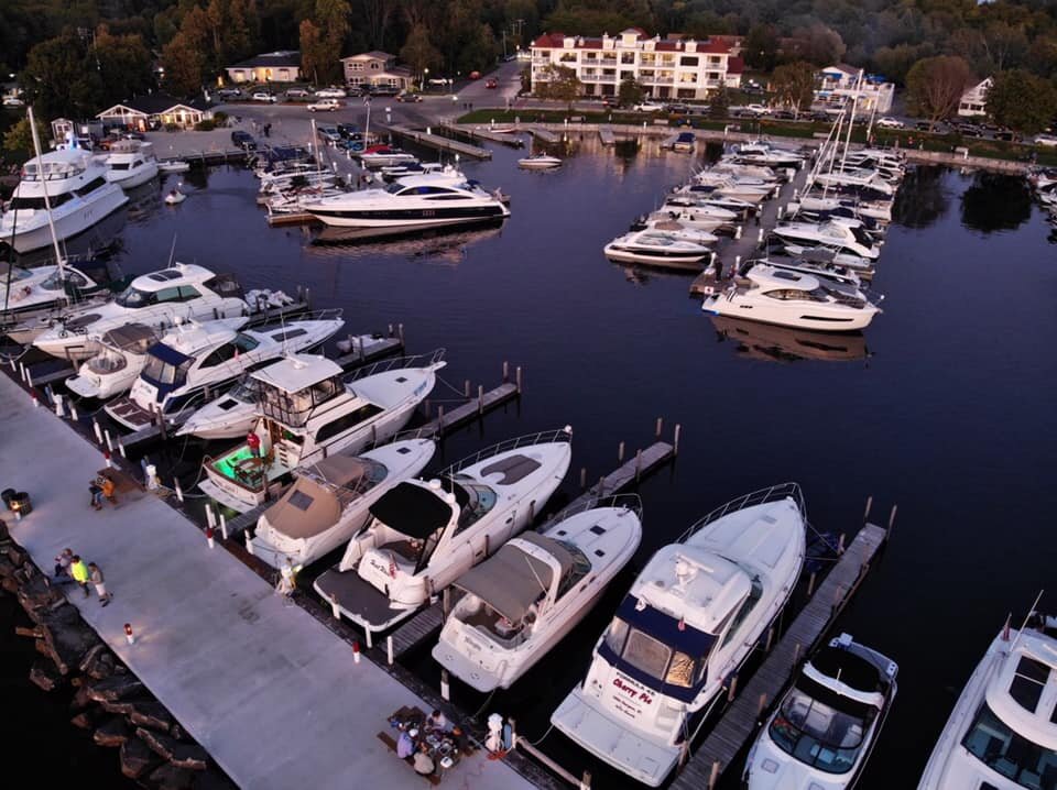 boats on the water at Sister Bay Marina