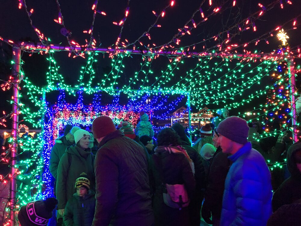 Christmas lights at Capture the Spirit event in Sister Bay