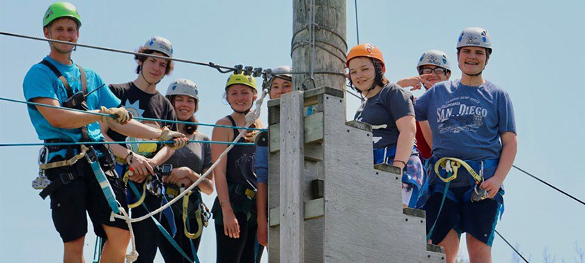 ziplining group at Door County Adventure Center