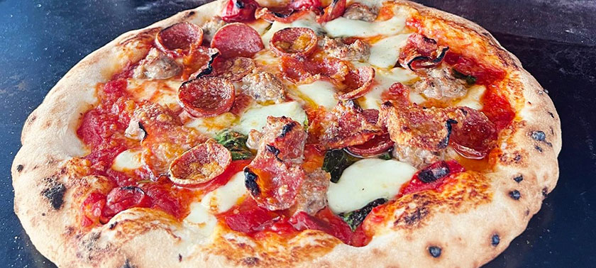 pizza in oven