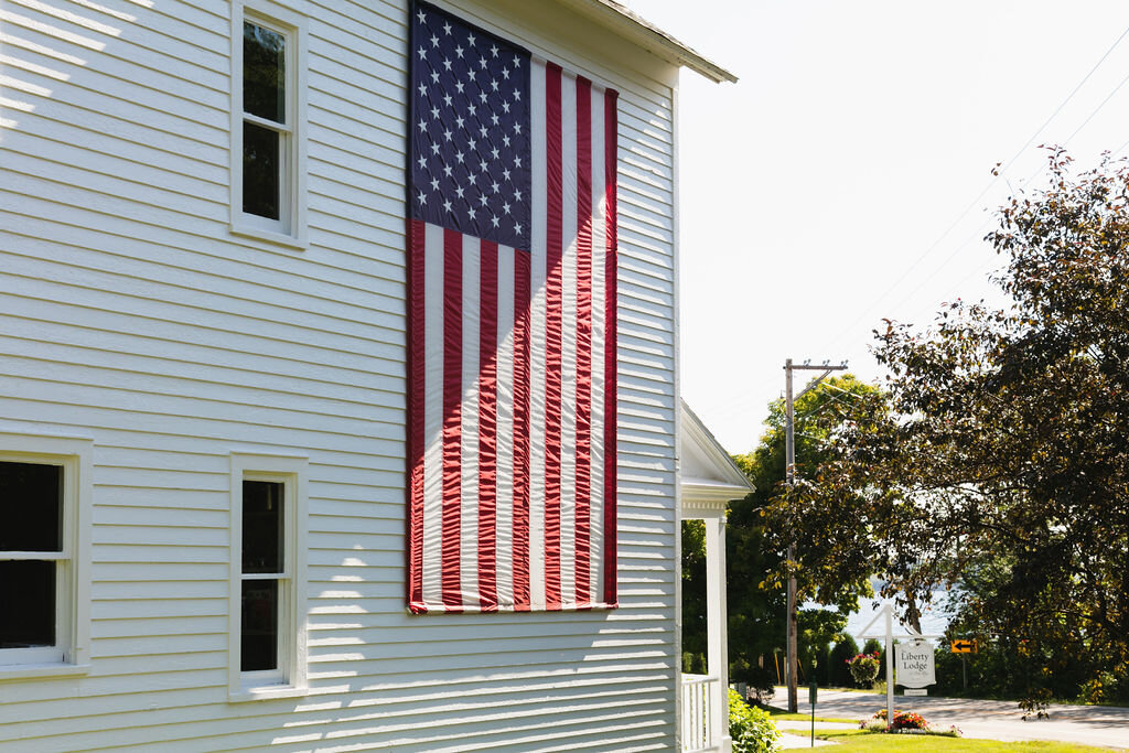 American Flag at The Liberty Lodge at Sister Bay