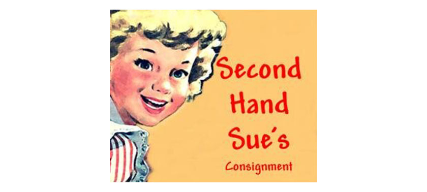 Illustration of little girl with Second Hand Sue's logo