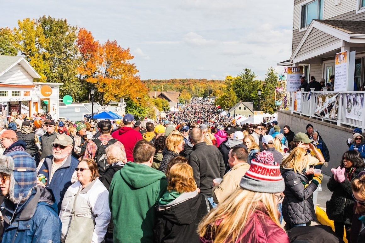 People walking around at Sister Bay Fall Fest