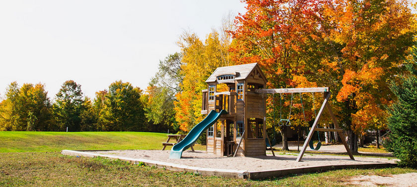 playground at aqualand campground at Sister Bay