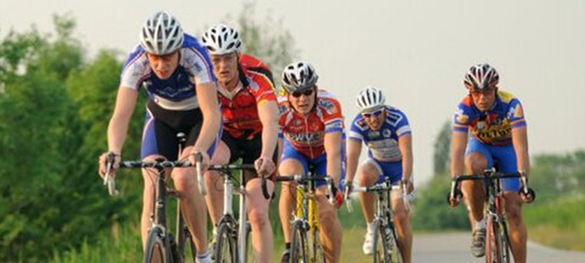 Riders on the Peninsula Century Bike Ride in Sister Bay
