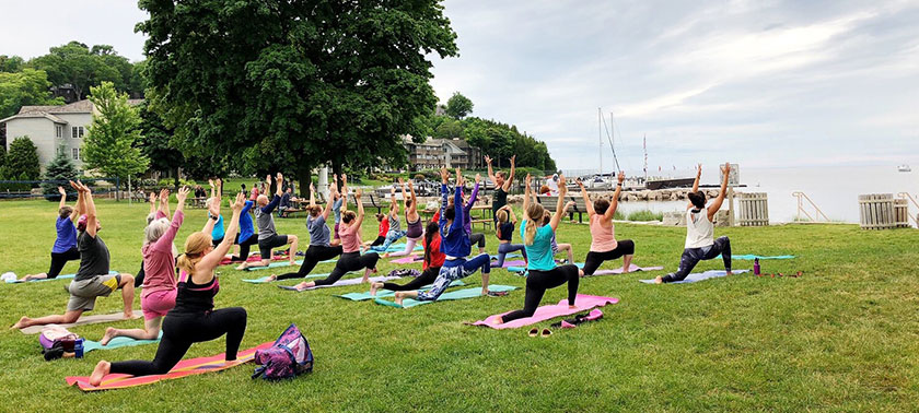 yoga in the park in Sister Bay