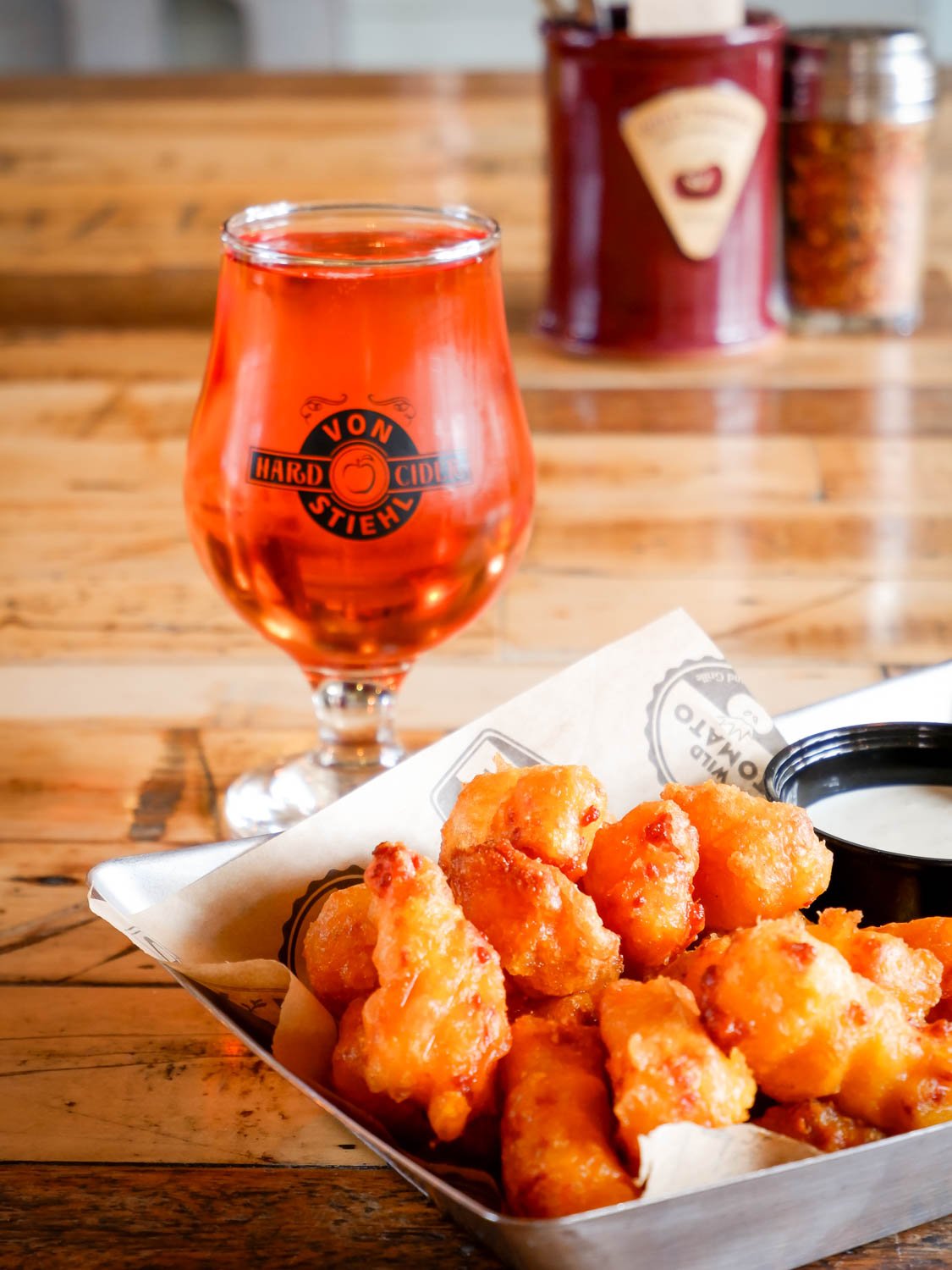 cheese curds and wine