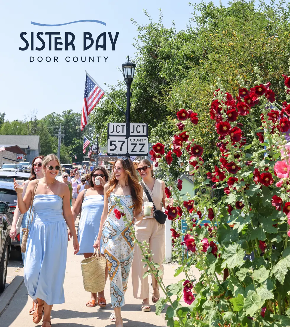 Group of women walking in downtown Sister Bay