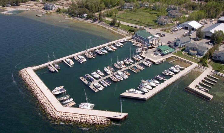 aerial view of Sister Bay's Marina